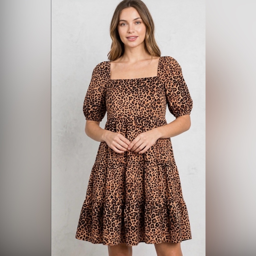 Entro dress leopard Print. mini dress/sexy dress  fully lined